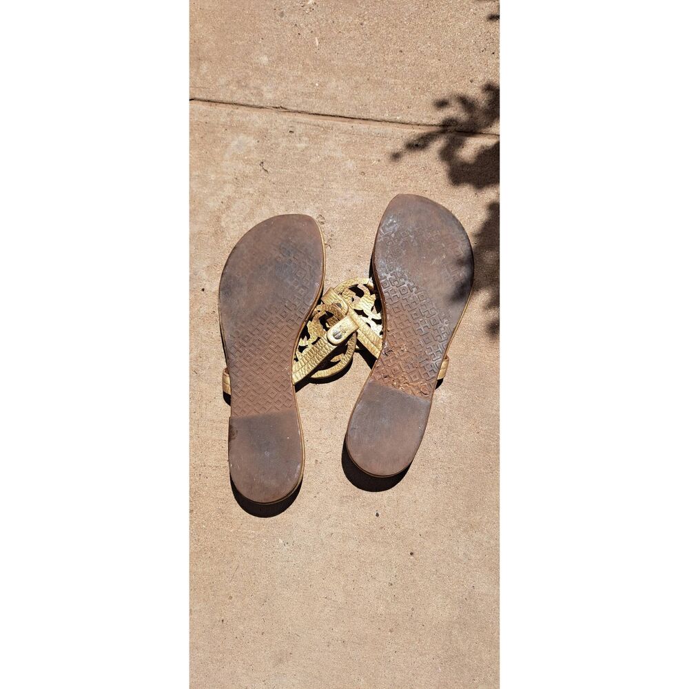 Tory Burch Miller Sandals Women’s Size 8 Metallic Gold Leather Flats - Picture 5 of 7